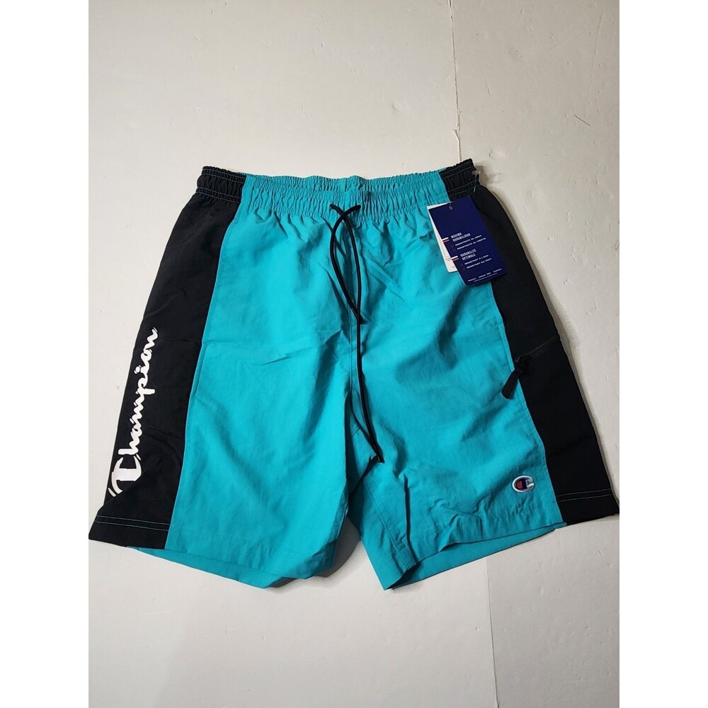 Champion Hybrid Shorts Mens Small Blue Script Logo Water Wind Resistant Pockets
